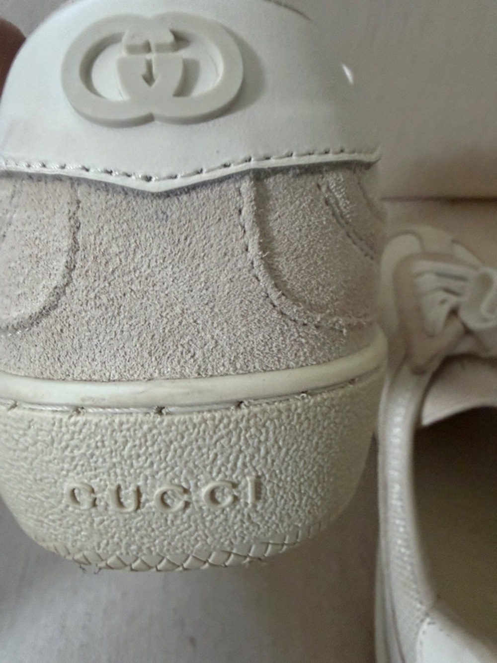 Gucci G75 Women’s Cream & Off-White Low-Top Leather Mesh Sneaker - Picture 12 of 15